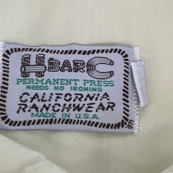 VINTAGE HBarC Ranchwear Shirt Mens 16.5 34 Western Pearl Snap Made USA 70s - Picture 2 of 12